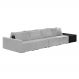 Sofá Ilha 4 Lugares Living 472cm Modulado Sala Lary Veludo Cinza/PU Pto K01 - D'Rossi