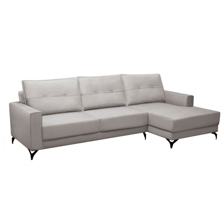 Image of Sofá 5 Lugares Heros Com Chaise Direito Veludo Prata PLA-FE691UP59EAEMOB