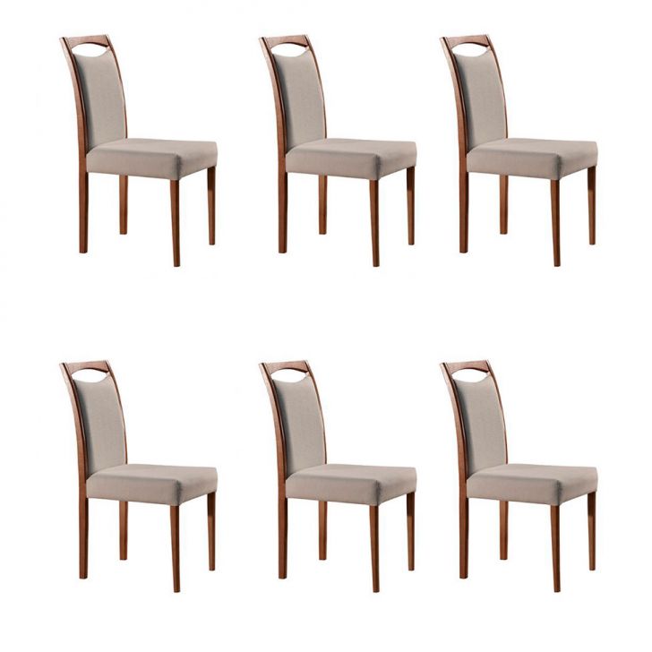 Conjunto com 6 Cadeiras de Jantar Lívia Creme