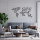 Quadro Escultura Mapa Mundi Poligonal Clean 220x111 Preto