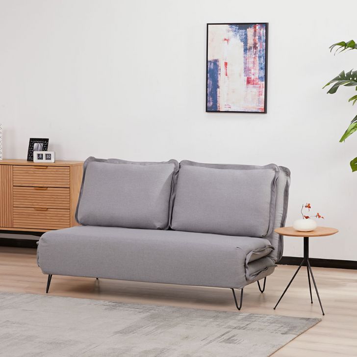 Sofá-Cama 2 Lugares Casal Bergamo Cinza Claro