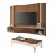 Conjunto Home Suspenso c/LED e Mesa de Centro Rennes MDF/MDP Off White/Castanho G26 - Gran Belo