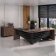 Image of Conjunto de Mesa com Armário de Escritório Executivo 2 PT Charuto e Preto AR740CL59LNCMOB