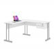 Mesa de Computador em L com Gaveta Lima Branco Cinza