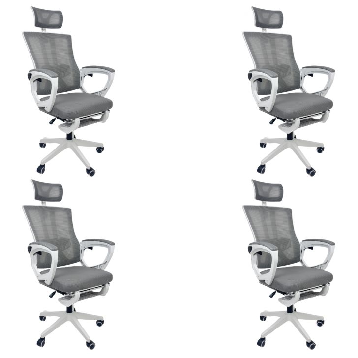 Kit 4 Cadeiras de Escritório Presidente Executiva Oficial Paris Cinza