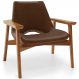 Poltrona Decorativa Para Sala de Estar Living Base Madeira Becker L02 Couríssimo Marrom - Lyam Decor