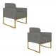 Kit 02 Poltronas Marisa Suede Grafite Base Industrial Metálica Dourado D'Rossi