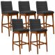 Kit 05 Banquetas Altas Para Cozinha Sala De Jantar Fixa Mila L02 Bouclê Preto - Lyam Decor