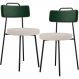Kit 02 Cadeiras Decorativa Estofada Sala Jantar Barcelona L02 Facto Verde Musgo Linho Bege - Lyam