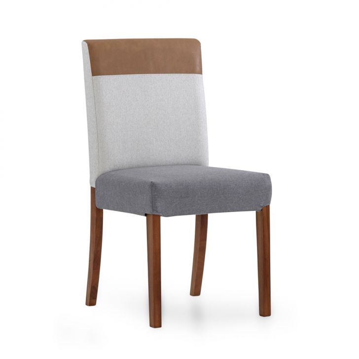 Cadeira Cora Linho Cinza e Cru