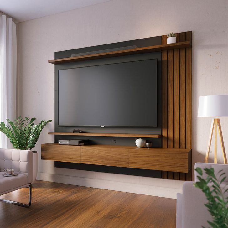 Painel de TV até 70 Polegadas Juriti Noce Milano e Preto