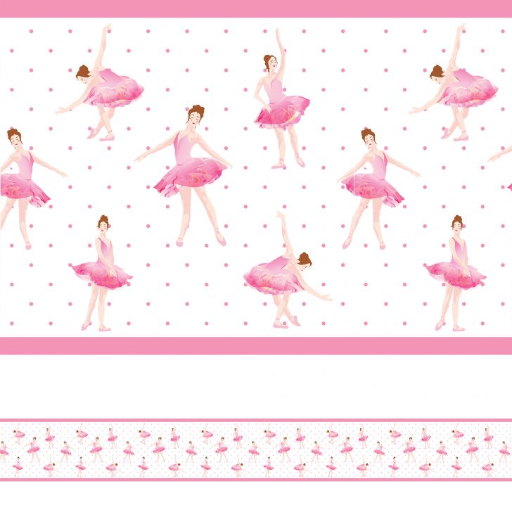 Faixa de Parede Bailarina Infantil Rosa 5mx10cm