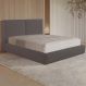Cama com Cabeceira Elva King Base no Chão Veludo Luxo Marrom G92 - Gran Belo