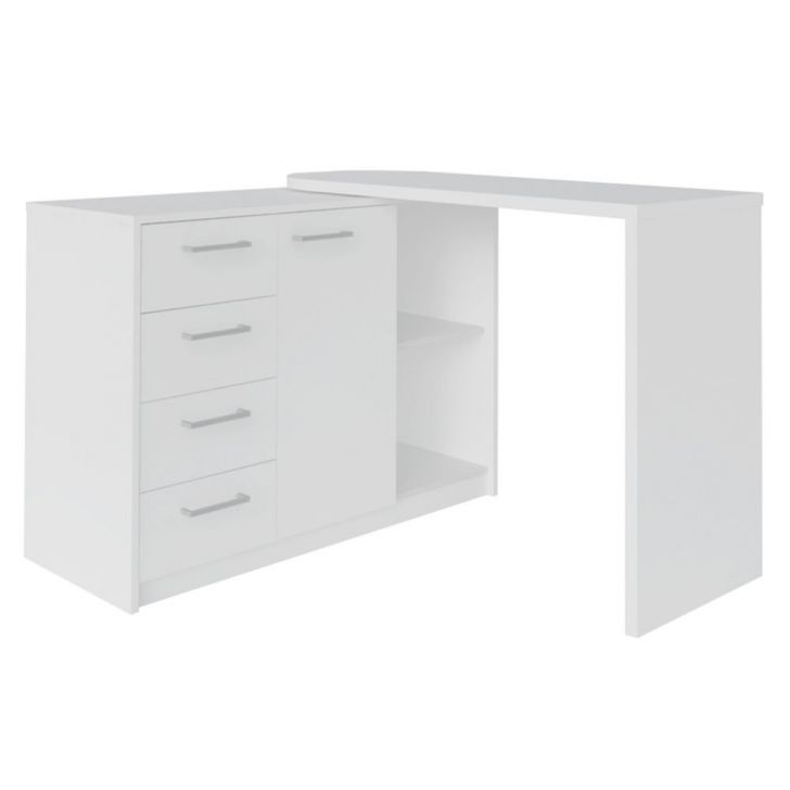 Mesa Para Escritório Extensível Escrivaninha Home Office Logan A02 Branco - Lyam Decor