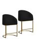 Kit 02 Poltronas Cadeira Banqueta Mia Base Dourada Veludo Preto - Montanaris Decor