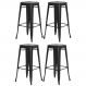 Kit 4 Banquetas Tolix Iron Design Industrial Preto Fosco 76 cm Aço Cozinha Bar Bistrô Bancada