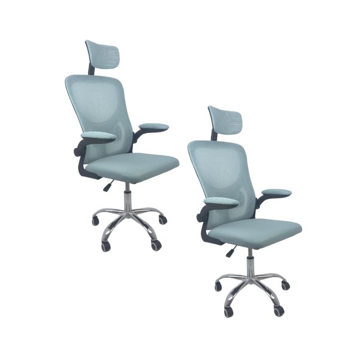 Kit 2 Cadeiras de Escritório Diretor Oficial Vegas com apoio Azul Preto