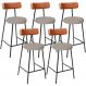 Kit 05 Banquetas Baixa Bar Cozinha Sala Jantar Milão L02 Couríssimo Camel Linho Bege - Lyam Decor