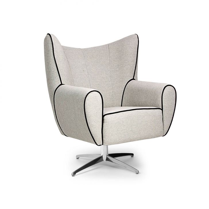 Poltrona Giratória Kora Algodão Cinza