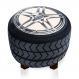 Puffinho Infantil Redondo Estampado Suede Pneu Carro Pés Chanfrado Tabaco D03 - D'Rossi