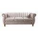 Sofá Chesterfield Realeza 3 Lugares Decoração Retrô - Suede Bege Claro