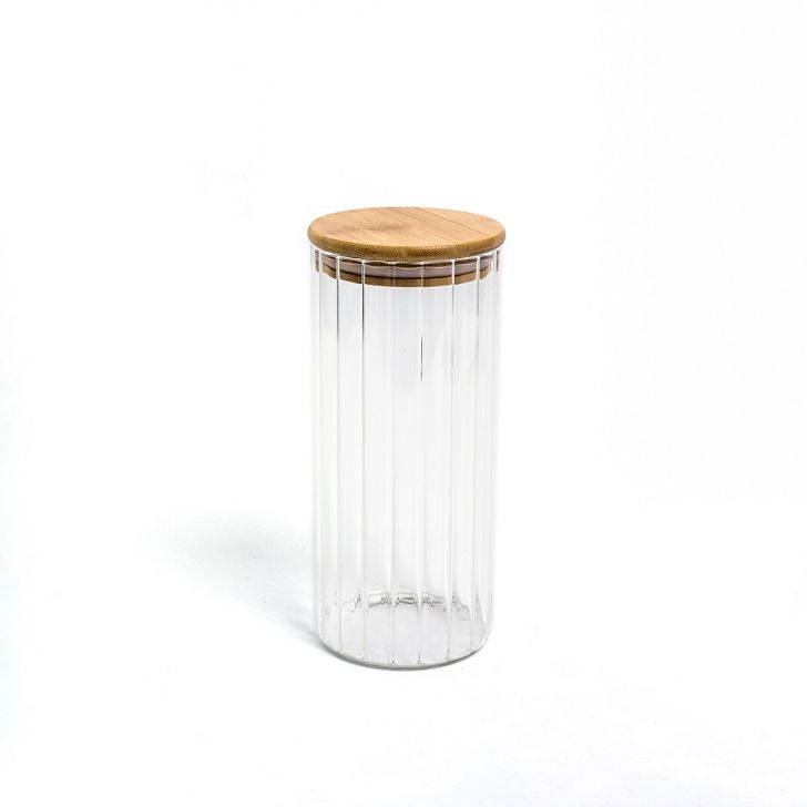 Pote de Vidro com Tampa de Bambu 1,1L Oikos Natural
