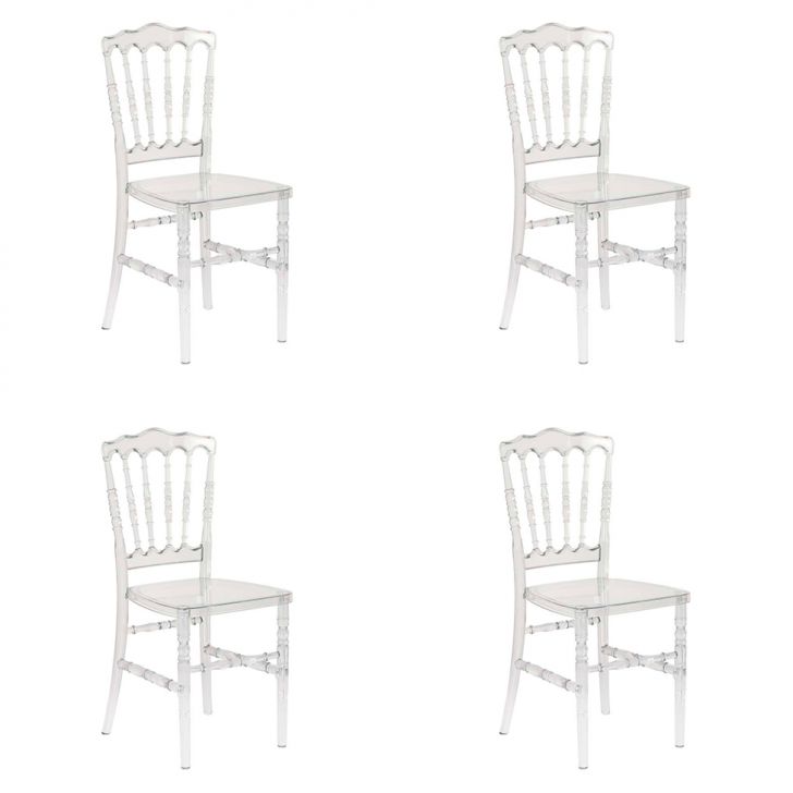 Conjunto com 4 Cadeiras Dior Resina Cristal