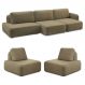 Conjunto Sala de Estar 1 Sofá Retrátil Modulado 342cm e 2 Poltronas Santiago Bouclê Castor G89 - Gran Belo