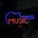 Painel Neon Led Música Guitarra de Mesa Decoração Acrílico