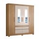 Guarda-Roupa Casal com Espelho Bilbao 4 Portas 4 Gavetas Amêndola e Off White