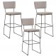 Kit 3 Banquetas Alta Para Cozinha Sala De Jantar Base em Aço Fixa Allana L02 Linho Bege - Lyam Decor