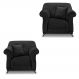 Kit 2 Poltronas Para Sala de Estar Vênus Veludo Preto Pés Castanho - Pallazio