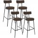 Kit 04 Banquetas Alta Bar Cozinha Sala De Jantar Em Aço Milão F01 Suede Marrom - Lyam Decor