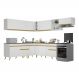 Armário de Cozinha Completa de Canto Veneza Multimóveis V2068 Branco/Dourado