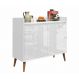 Buffet Aparador Retrô Clássico 2 Portas Branco Gloss - MoveisAqui