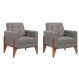 Conjunto com 2 Poltronas Brooklin Linho Cimento