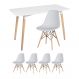 Mesa de jantar retangular Eames 60 x 120 cm branco + 4 cadeiras Eiffel DSW Cinza claro