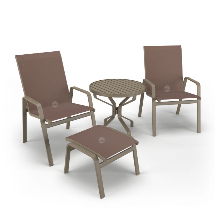 Conjunto de 2 Cadeiras Ripado Alumínio Fendi Tela Marrom