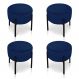 Kit 04 Puffs Iron Suede Azul Marinho Base Preto Palito D'Rossi
