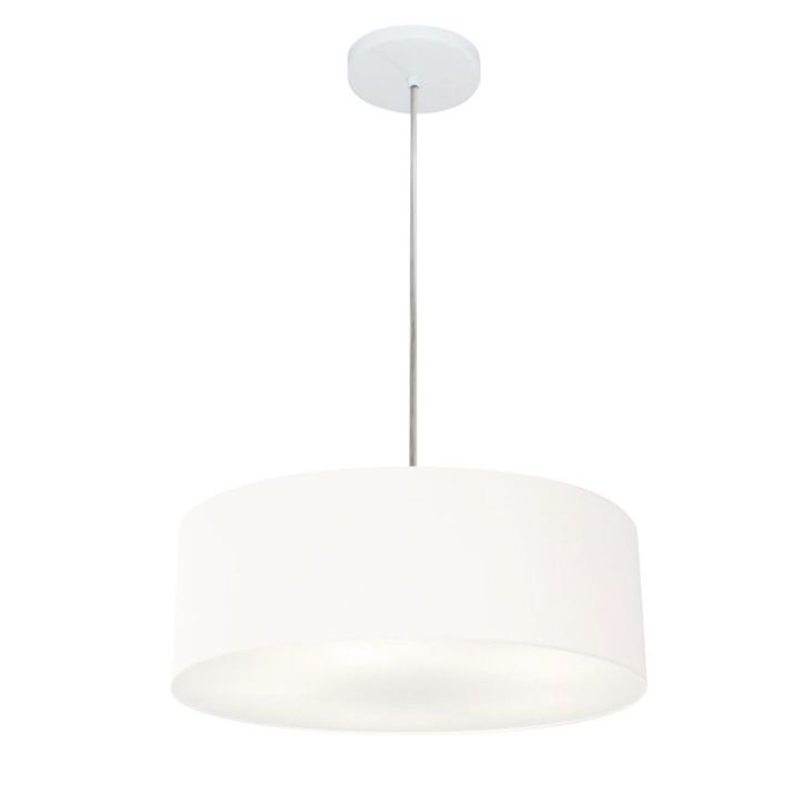 Pendente Cilíndrico Md-4132 Cúpula em Tecido 40x15cm Branco - Bivolt