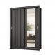Guarda Roupa Solteiro 2 Portas Darvi Lux Carraro Ripado Preto Touch