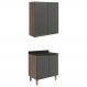 Armario Aereo Balcao 2 Portas 80cm MDF Kali Carvalho Toq Chumbo Nicioli