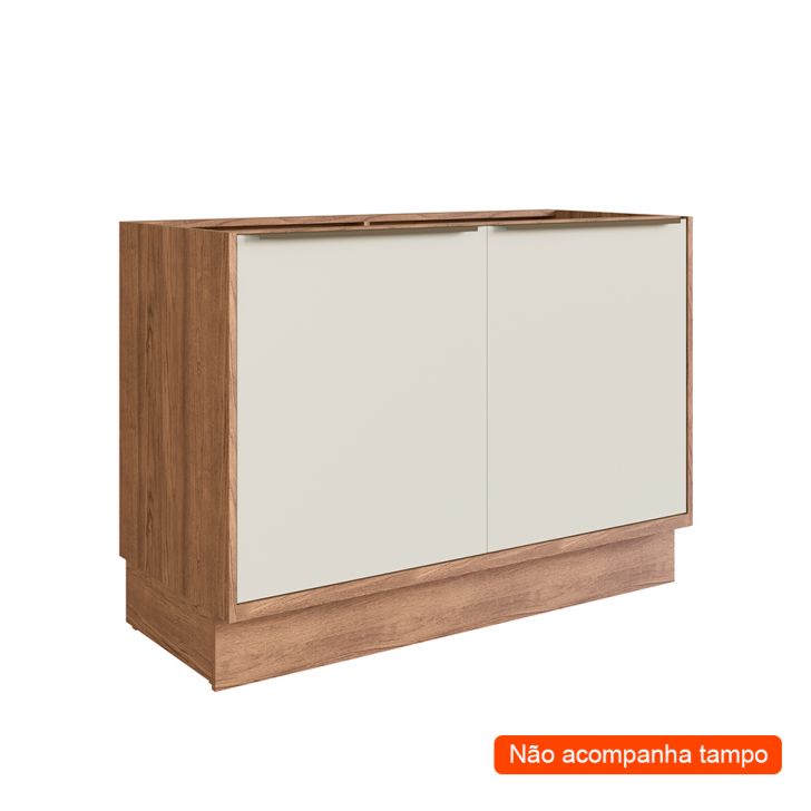 Balcão De Cozinha Ten 2 Portas Freijó E Argila 120 Cm