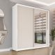 Guarda-Roupa Casal com Espelho Porto 2 Portas 2 Gavetas Branco e Creme