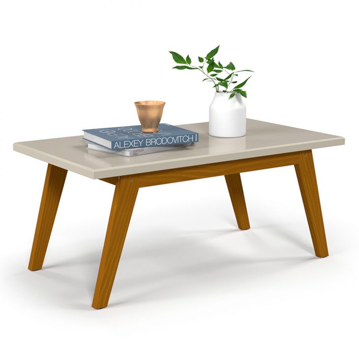 Mesa de Centro Retangular Prism Off White e Marrom