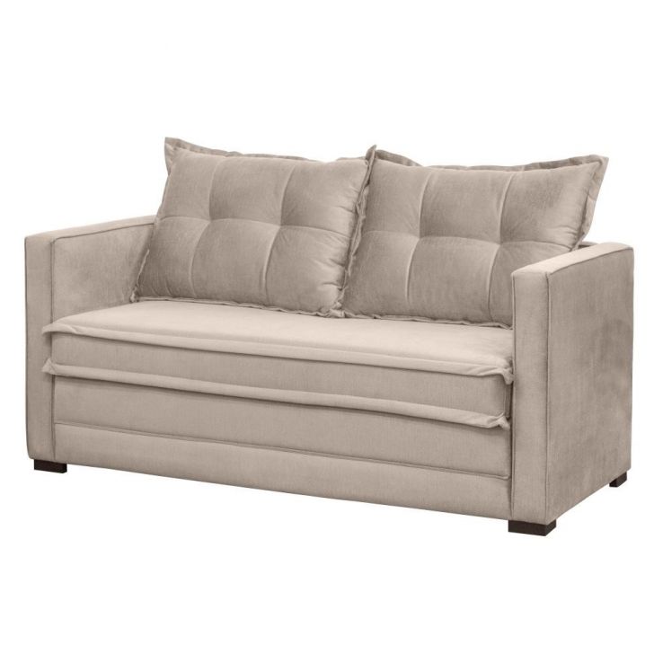 Sofá Cama Casal Articulável 2 Lugares Londres Suede Bege - D'Monegatto