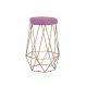 Banqueta Decorativa Rubel Base Gold Veludo Rosê G41 - Gran Belo