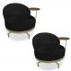 Kit 2 Poltronas Decorativa Andromeda Linho Bouclê Preto Base Giratória de Ferro - Pallazio