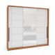 Image of Guarda-Roupa Casal com Espelho Lisboa 3 Portas 4 Gavetas Freijó e Branco MO895CL49OSOMOB
