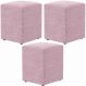 Kit 03 Puffs Quadrado Decorativo L02 Bouclê Rosê - Lyam Decor